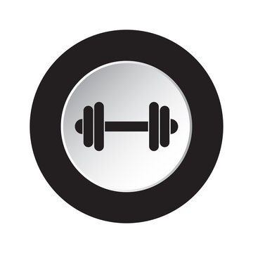 round black, white button icon with dumbbell