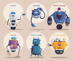Fototapeta na wymiar Robot character. Technology, future. Cartoon vector illustration