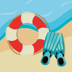 beach landscape with float lifeguard