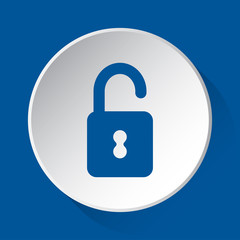 open padlock - simple blue icon on white button