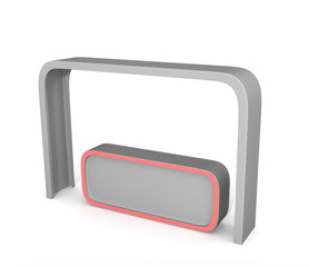 Trade exhibition stand mock up isolated on white background. creative exhibition stand design 3d illustration 