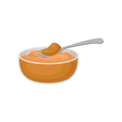 Bowl of peanut butter vector Illustration on a white background