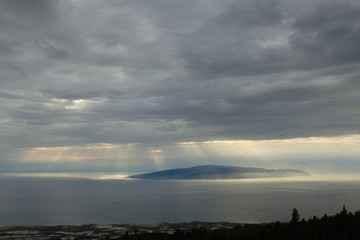 Clouds and shower over Gomera Island
