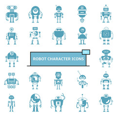 robot character icons set 