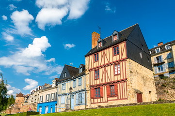 Traditional timbered houses in Le Mans, France - obrazy, fototapety, plakaty