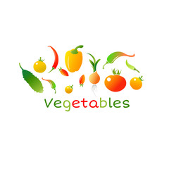 Set of fresh healthy vegetables, fruits and berries isolated. Slices of fruits and vegetables.