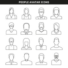 people avatar icons line style