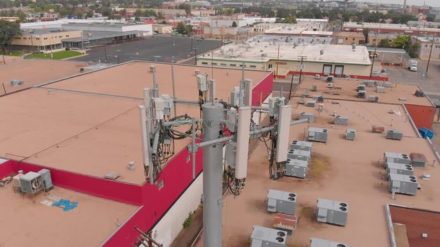 Aerial view of a cellular phone tower in Denver