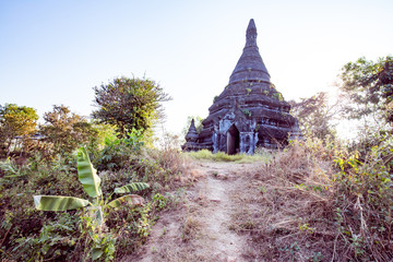 Buddha temple in the sunset dawn