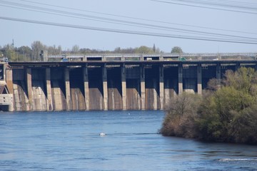 Dam of hydroelectric power station on Dnipro river