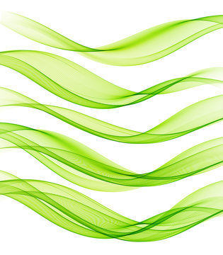 Set of Abstract vector flow transparent color wave. © marigold_88