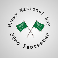 illustration of Saudi Arabia flag with Happy National Day text on the occasion of Saudi Arabia National Day