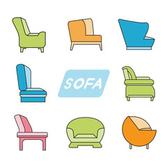 colorful sofa and chair icons