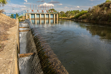 Canal del Río Tera and gates, engineering work carried out in the 70s in the province of Zamora in Spain