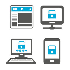 computer and smart phone security icons