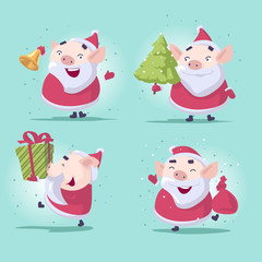 Pigs vector set/ Christmas and New Year