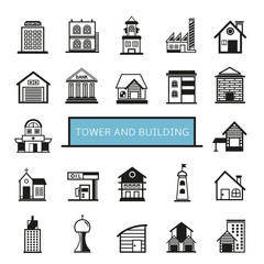 tower and building icons set