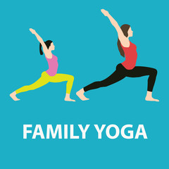 Fototapeta na wymiar Family yoga concept illustration of people doing yoga exercises