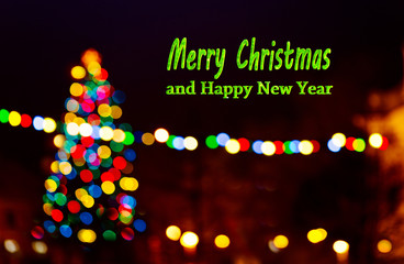 Christmas background with writing Merry Christmas and happy new year