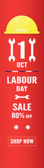 Banner background for Labour day, Austratlia, in 1 october. Vector illustration in paper cut and digital craft.