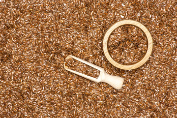 Fresh brown flaxseeds isolated
