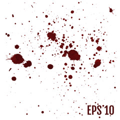 Set of various blood or paint splatters,Vector Set of different blood splashes, drops and trail. Isolated on white background. All elements are not grouped. Vector illustration.
