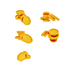 Gold coins on a white background