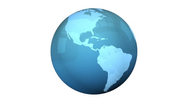 Blue earth globe animation.  loopable clip with tracking matte.