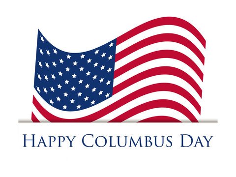 Columbus Day, discoverer of America. Holiday banner with United States national flag. Vector illustration