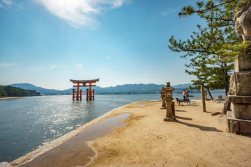 Miyajima Floating Torii gate on high tide