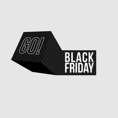 Black Friday sale inscription on geometric object. Black Friday template for your banner or poster. Sale and discount. Vector illustration