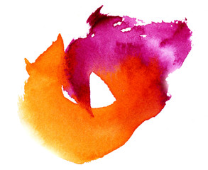 Orange and pink watercolour calligraphy shape