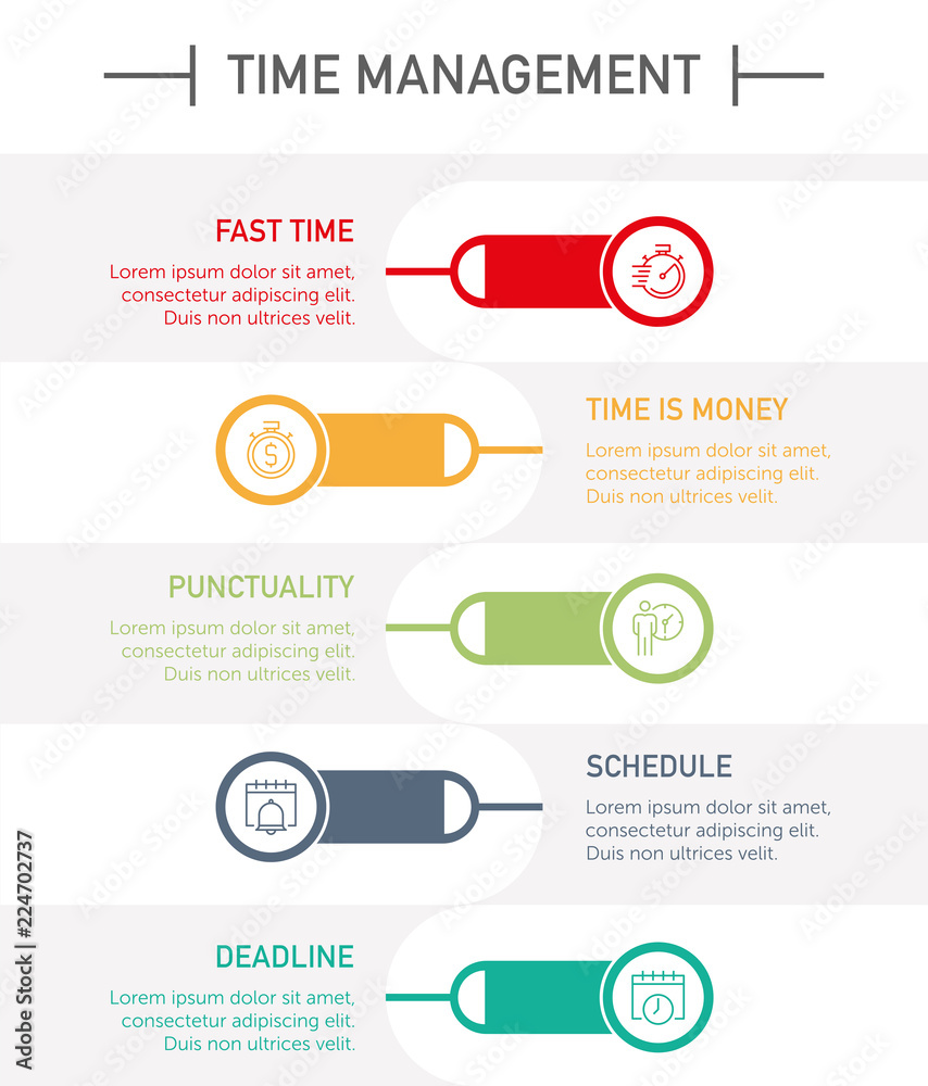 Wall mural time management infographic icons