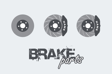 Brake disc with caliper sign simple icon on background