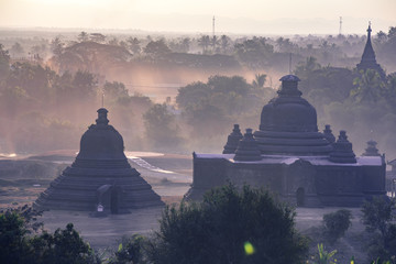 Buddha temple in the sunset dawn