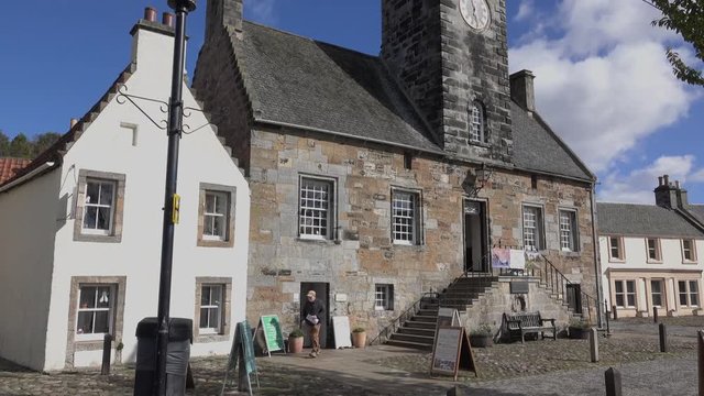 The clock tower in the historic village of Culross. A location for the hit television series Outlander.