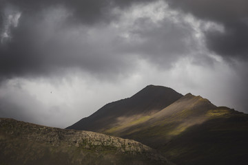 Grey clouds over a mountain in Iceland