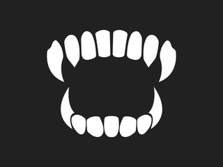 Vampire's teeth icon isolated on  background. Vector