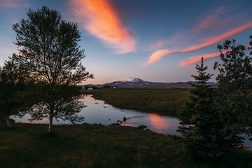 Sunset over Hekla volcano Iceland © Andris