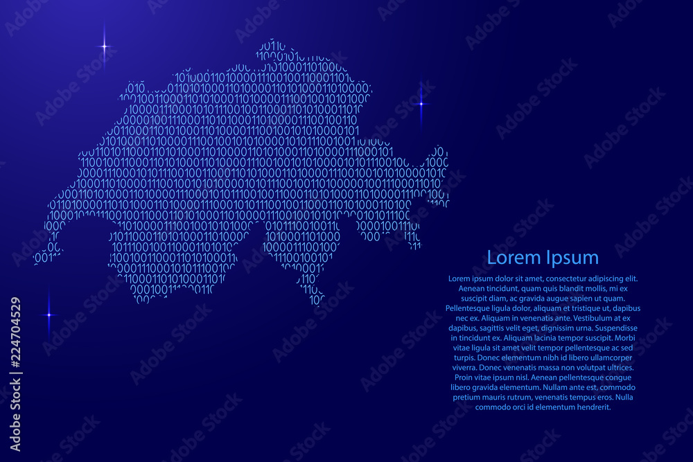 Fototapete switzerland map abstract schematic from blue ones and zeros binary digital code with space stars for