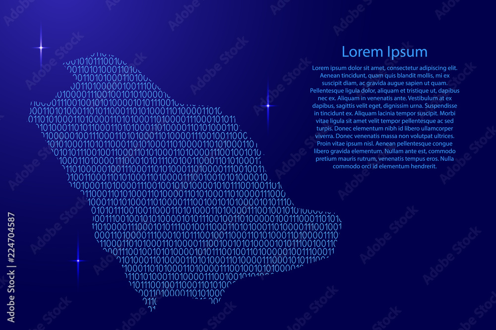 Fototapete saudi arabia map abstract schematic from blue ones and zeros binary digital code with space stars fo