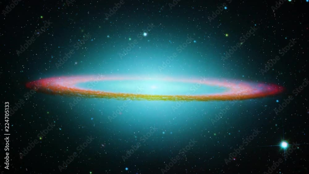 Wall mural sombrero galaxy rotating over star field outer space. contain public domain image by nasa