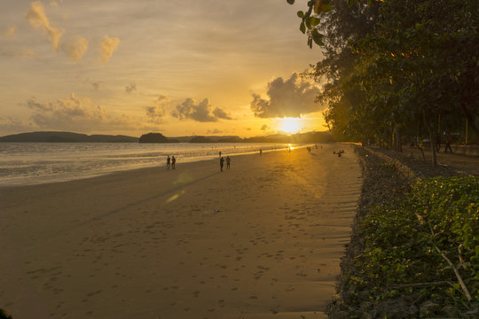 Sunset at the nopharat thara beach in thailand