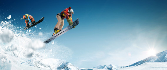 Skiing. Snowboarding. Extreme winter sports - Powered by Adobe