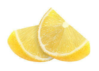 Lemon cut into two slices isolated on white with clipping path