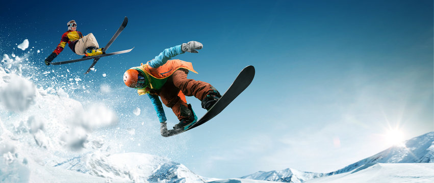 Skiing. Snowboarding. Extreme winter sports © VIAR PRO studio