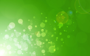 Obraz premium Green sparkle rays lights with bokeh elegant show on stage abstract background. Dust sparks background.