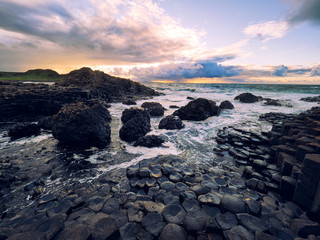 Summer sunset in giant causeway,Northern Ireland