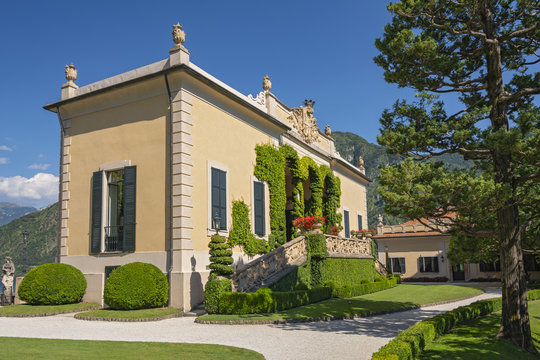 The Villa del Balbianello in the comune of Lenno overlooking Lake Como located on the tip of the small wooded peninsula of Dosso dAvedo on the western shore of Lake Como, Italy.