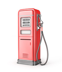 Red retro gas stsation isolated on a white. 3d illustration